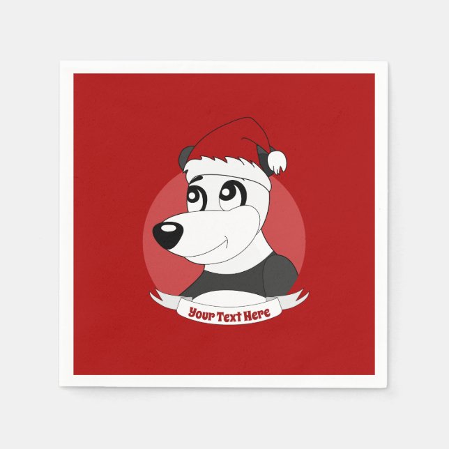 Christmas cartoon with cute panda bear   napkins (Front)