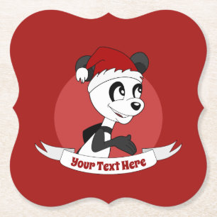 Christmas cartoon with cute panda bear paper coast paper coaster