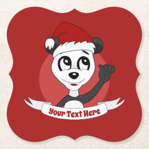 Christmas cartoon with cute panda bear paper coast paper coaster