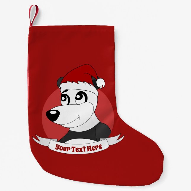 Christmas cartoon with cute panda bear small christmas stocking (Front)