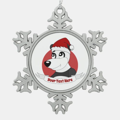 Christmas cartoon with cute panda bear snowflake p snowflake pewter christmas ornament