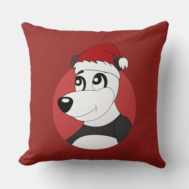 Christmas cartoon with cute panda bear throw pillo throw pillow (Front)