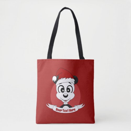 Christmas cartoon with cute panda bear tote bag