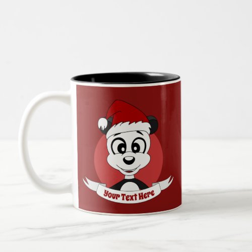 Christmas cartoon with cute panda bear Two_Tone co Two_Tone Coffee Mug