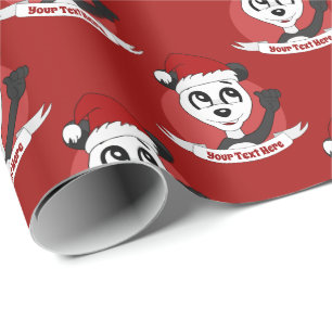 Christmas cartoon with cute panda bear wrapping pa wrapping paper