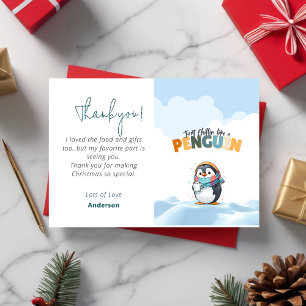Christmas Cartoonish Just Chillin Like a Penguin  Thank You Card