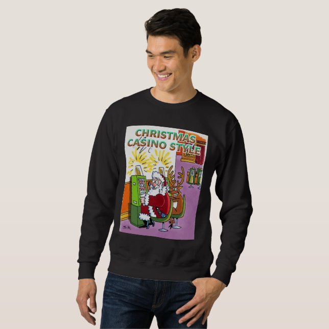 Christmas Casino Style black sweatshirt (Front Full)