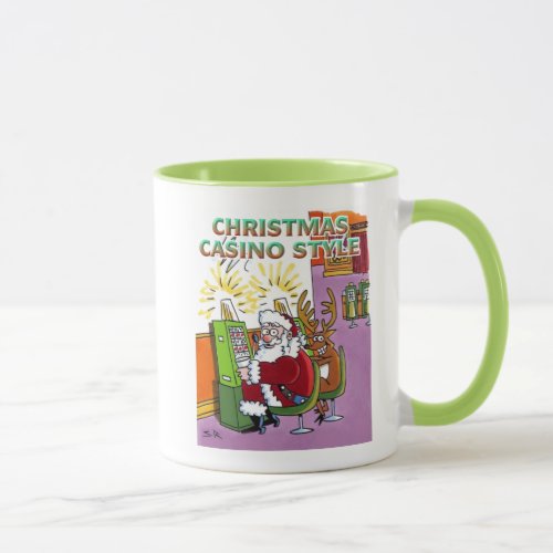 Christmas Casino Style green left hand combo mug