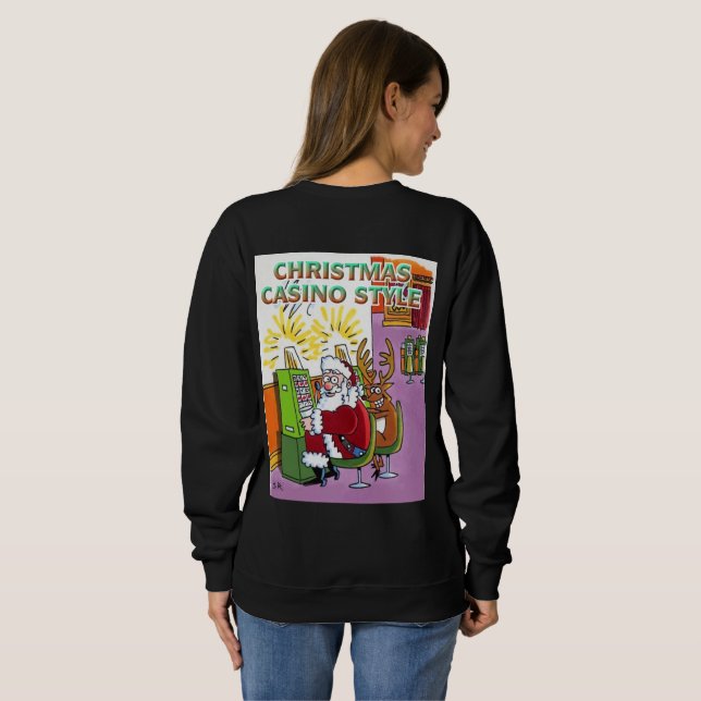 Christmas Casino Style women black sweatshirt back (Back Full)