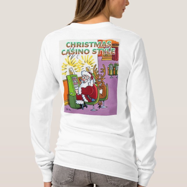 Christmas Casino Style women white long shirt back (Back)