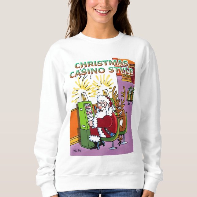 Christmas Casino Style women white sweatshirt (Front)