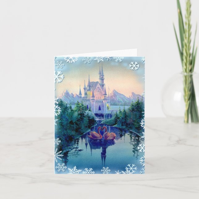 CHRISTMAS CASTLE by SHARON SHARPE Holiday Card (Front)