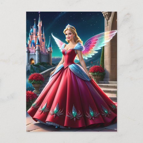 Christmas Castle Fairy Postcard