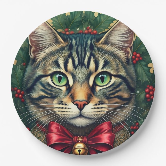Christmas Cat 2024 Paper Plates (Front)