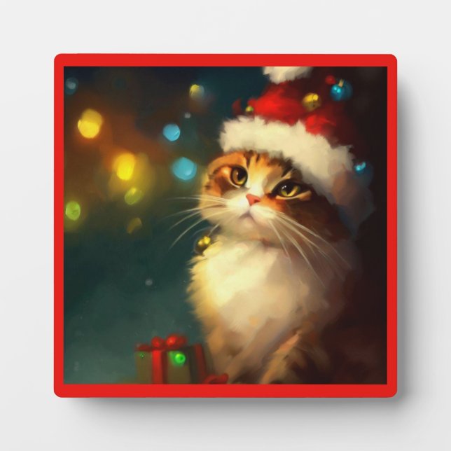 Christmas Cat 3 Plaque (Front)
