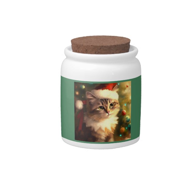 Christmas Cat 4 Candy Jar (Front)