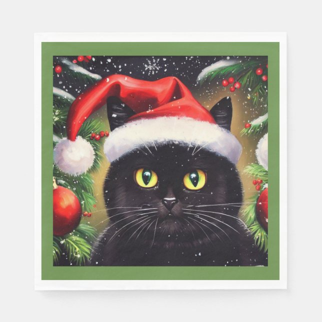 Christmas Cat 6 Napkins (Front)