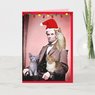 CHRISTMAS CAT ABRAHAM LINCOLN CATS GREETING CARDS