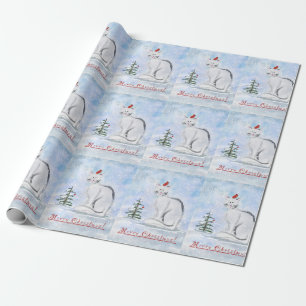 Christmas Cat and Bird Gift Wrap