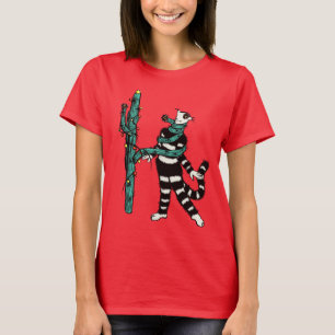 Christmas Cat And Cactus Weird Xmas T-Shirt