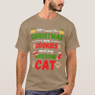 Christmas Cat and Christmas Cookies friends T-Shirt