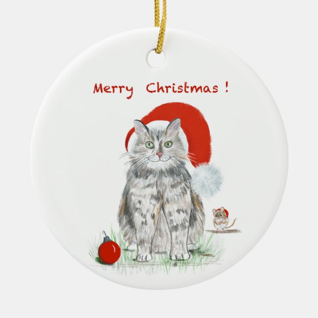 Christmas Cat and Mouse Ornament (Front)