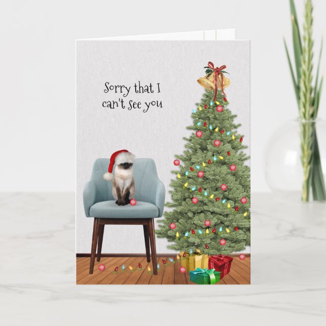 Christmas Cat and Tree Holiday Card (Front)