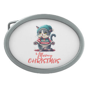 Christmas Cat  Belt Buckle