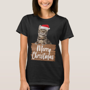 Christmas Cat  Bengal Santa Hat T-Shirt