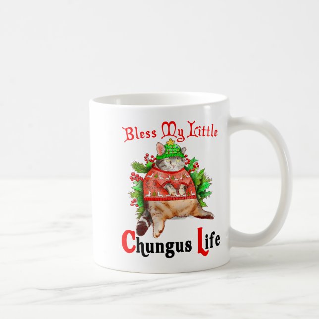 Christmas Cat Bless My Little Funny Cat Life Cat M Coffee Mug (Right)
