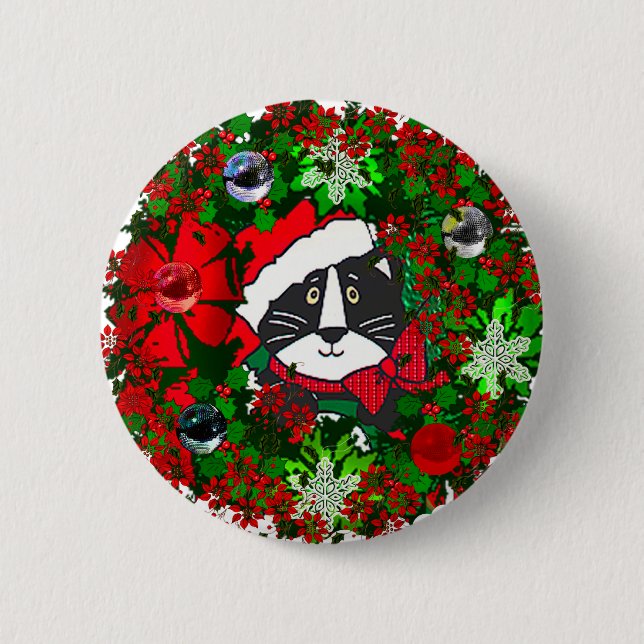 Christmas Cat Button (Front)