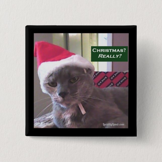 Christmas Cat Button (Front)
