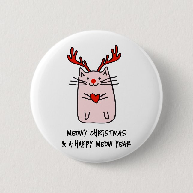 Christmas cat button (Front)