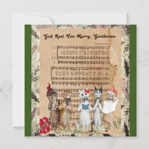 Christmas Cat Carolers Card