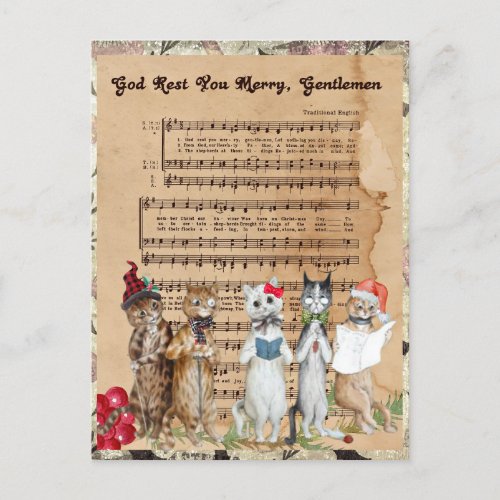Christmas Cat Carolers Postcard