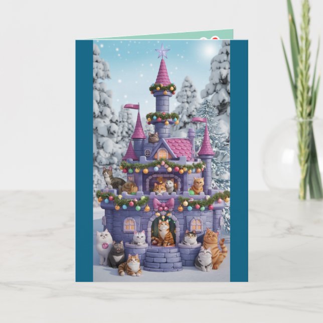 Christmas Cat Castle Card (Front)