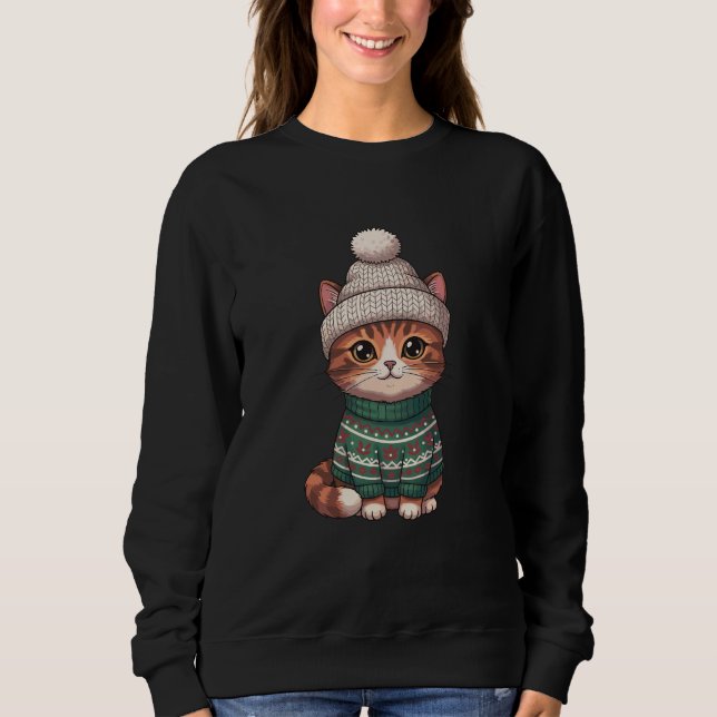 Christmas cat , cat lover sweatshirt (Front)