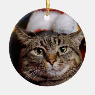 Christmas Cat Ceramic Ornament
