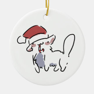Christmas Cat Ceramic Ornament