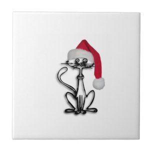 Christmas Cat Ceramic Tile
