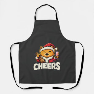 Christmas Cat Cheers Holiday Drinking Apron