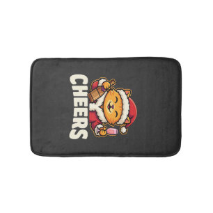 Christmas Cat Cheers Holiday Drinking Bath Mat