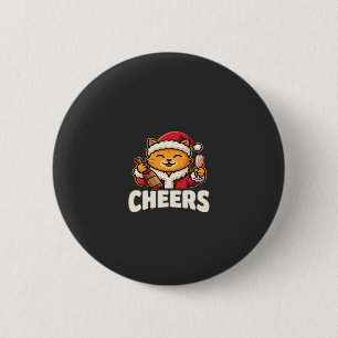 Christmas Cat Cheers Holiday Drinking Button
