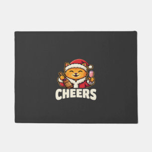 Christmas Cat Cheers Holiday Drinking Doormat