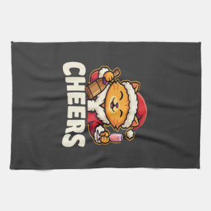 Christmas Cat Cheers Holiday Drinking Kitchen Towel