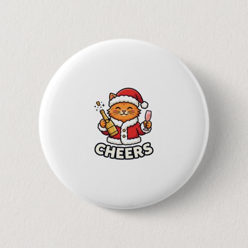 Christmas Cat Cheers Vector Design Button