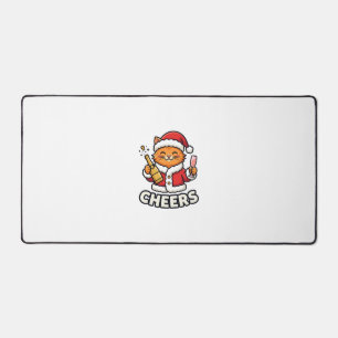 Christmas Cat Cheers Vector Design Desk Mat