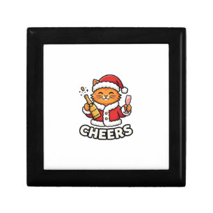 Christmas Cat Cheers Vector Design Gift Box