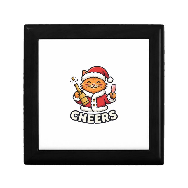 Christmas Cat Cheers Vector Design Gift Box (Front)