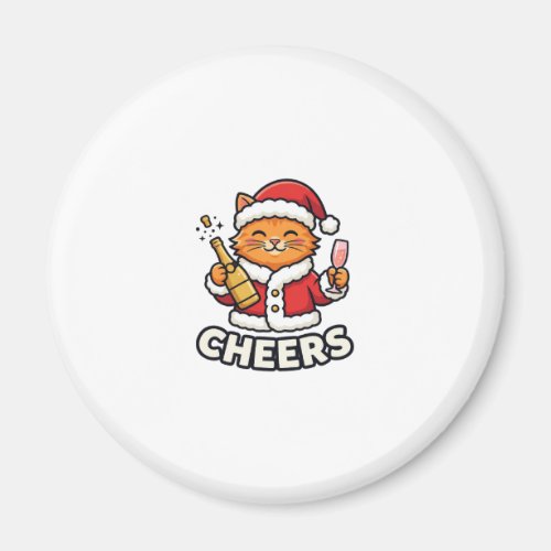 Christmas Cat Cheers Vector Design Magnet